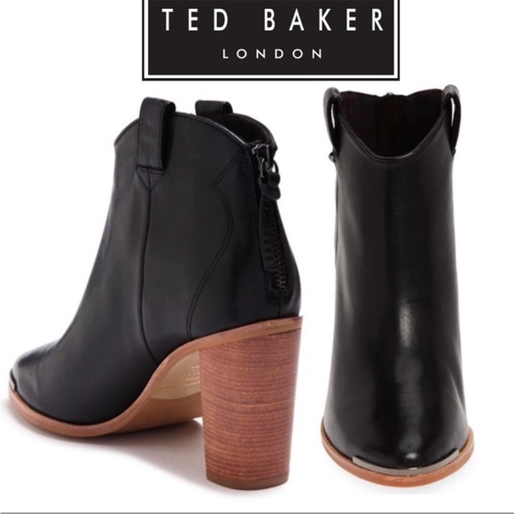 NWT Ted Baker London Kasidy Stacked Heel Leather Ankle Bootie - Picture 2 of 15